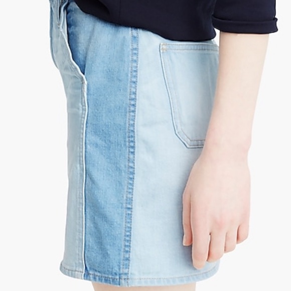 J.Crew Women's Blue Two Tone Denim Skirt - Picture 2 of 7